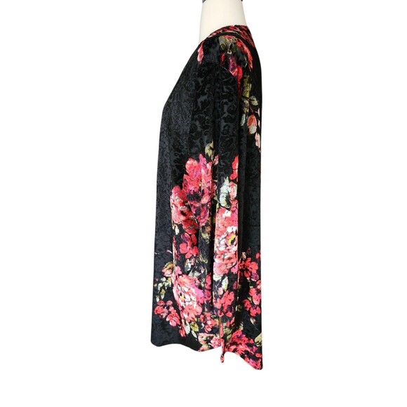 Slinky Brand Whimsigoth Floral Velvet Burnout Kimono Womens Plus Size 1X Black - Picture 2 of 9
